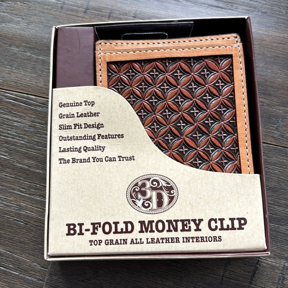 3D Belt Co. Top grain all leather interiors bifold money clip slim fit,western - Picture 1 of 9